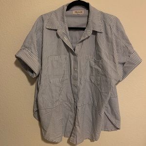 Madewell blue and white striped button down shirt